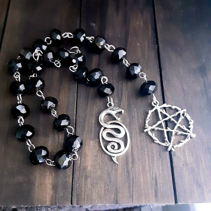 Loki prayer beads with black crystal