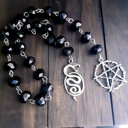 Loki prayer beads with black crystal