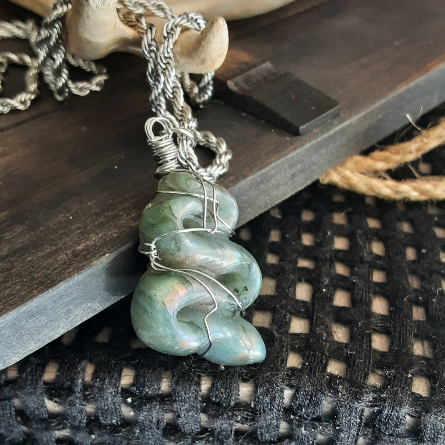 Labradorite snake necklace