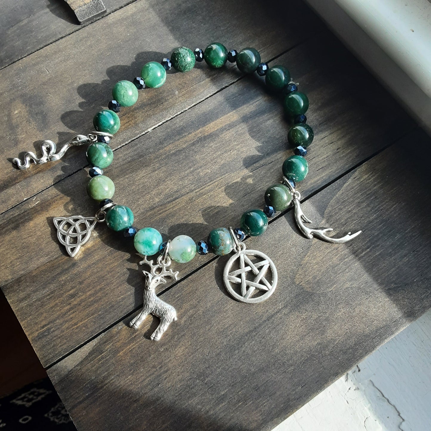 Cernunnos bracelet with Moss Agate