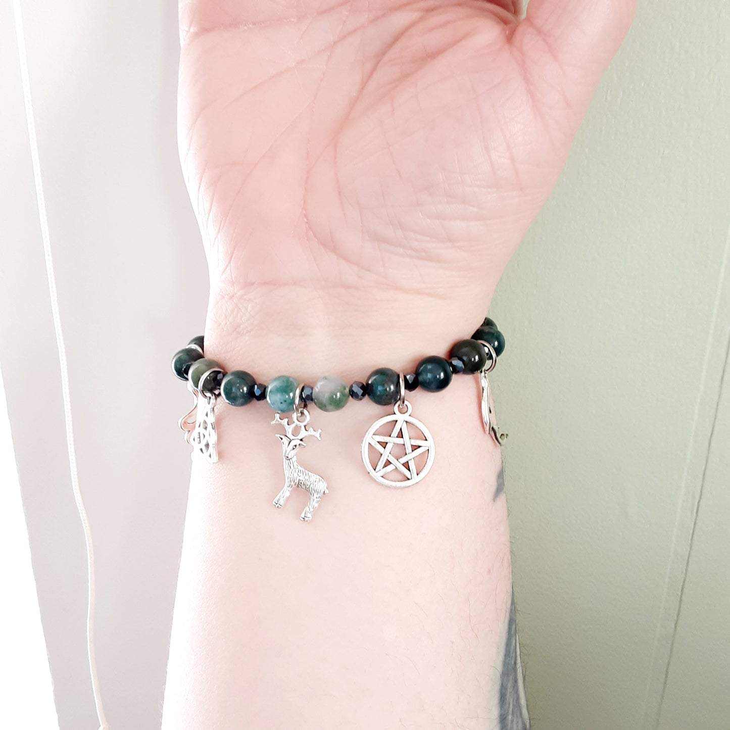 Cernunnos bracelet with Moss Agate
