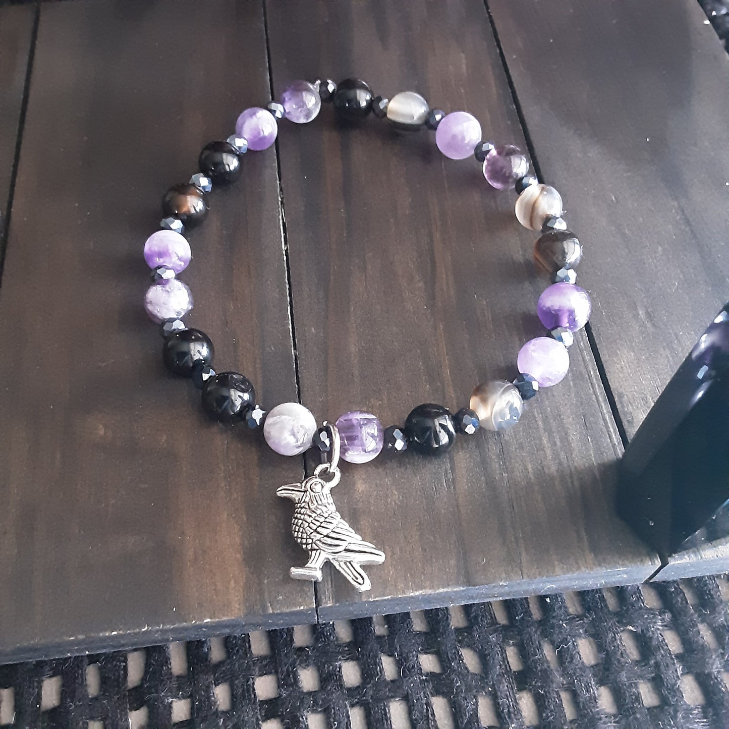 Raven bracelet with Amethyst, please read
