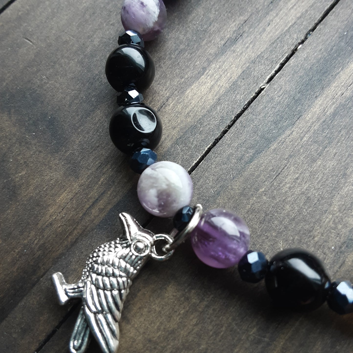 Raven bracelet with Amethyst, please read