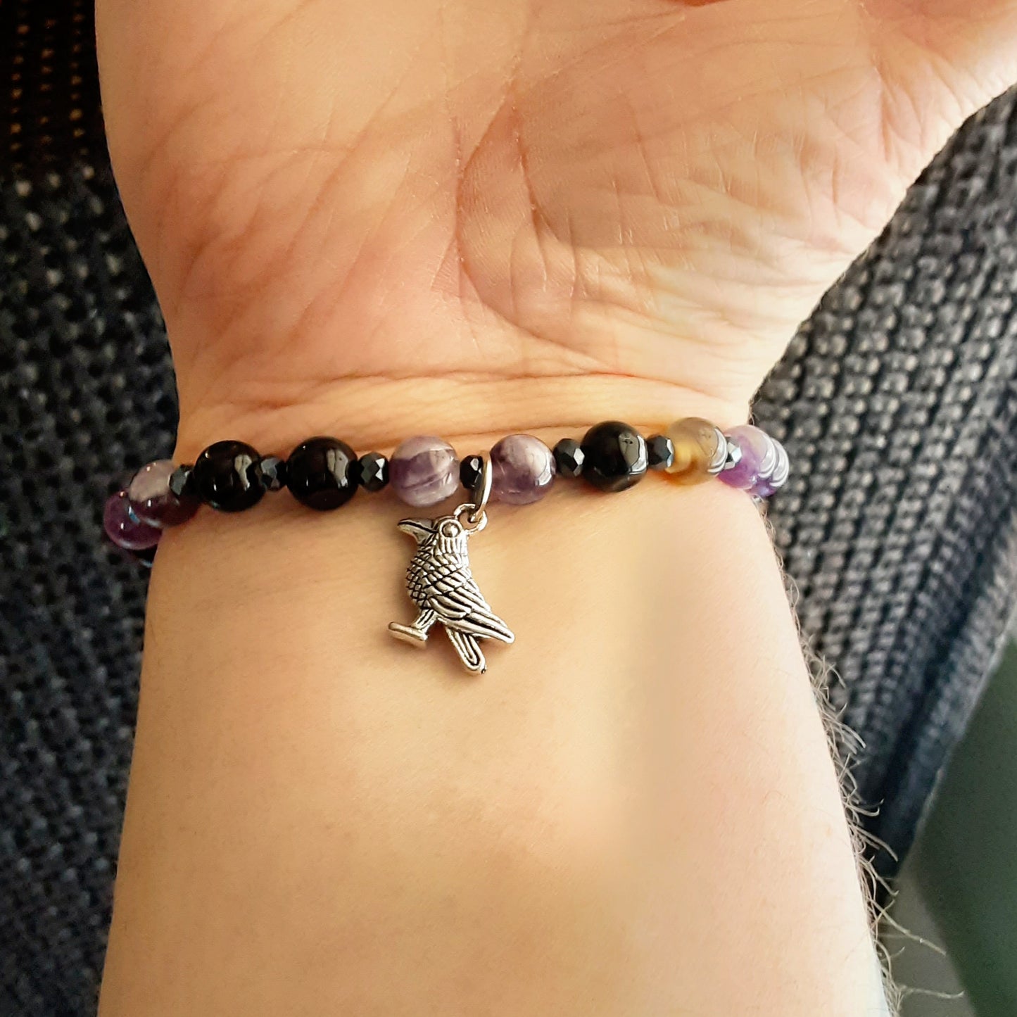 Raven bracelet with Amethyst, please read