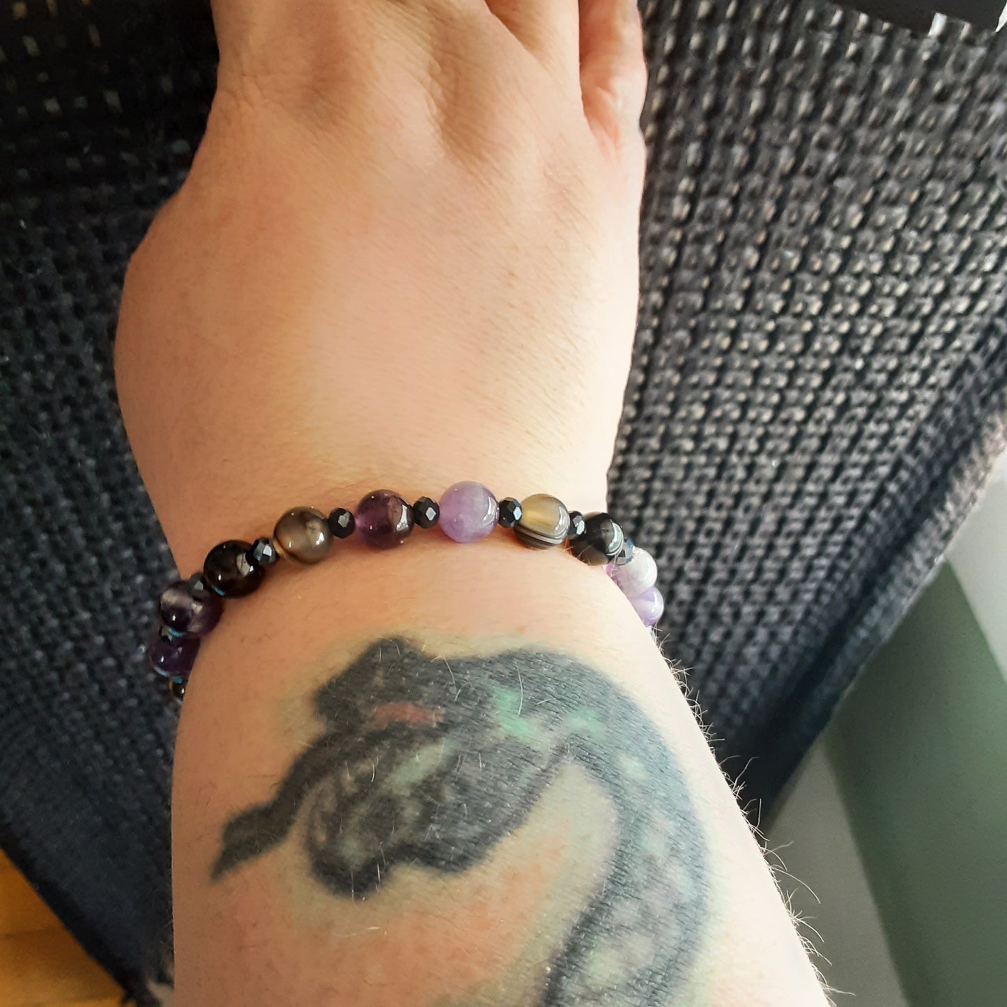 Raven bracelet with Amethyst, please read
