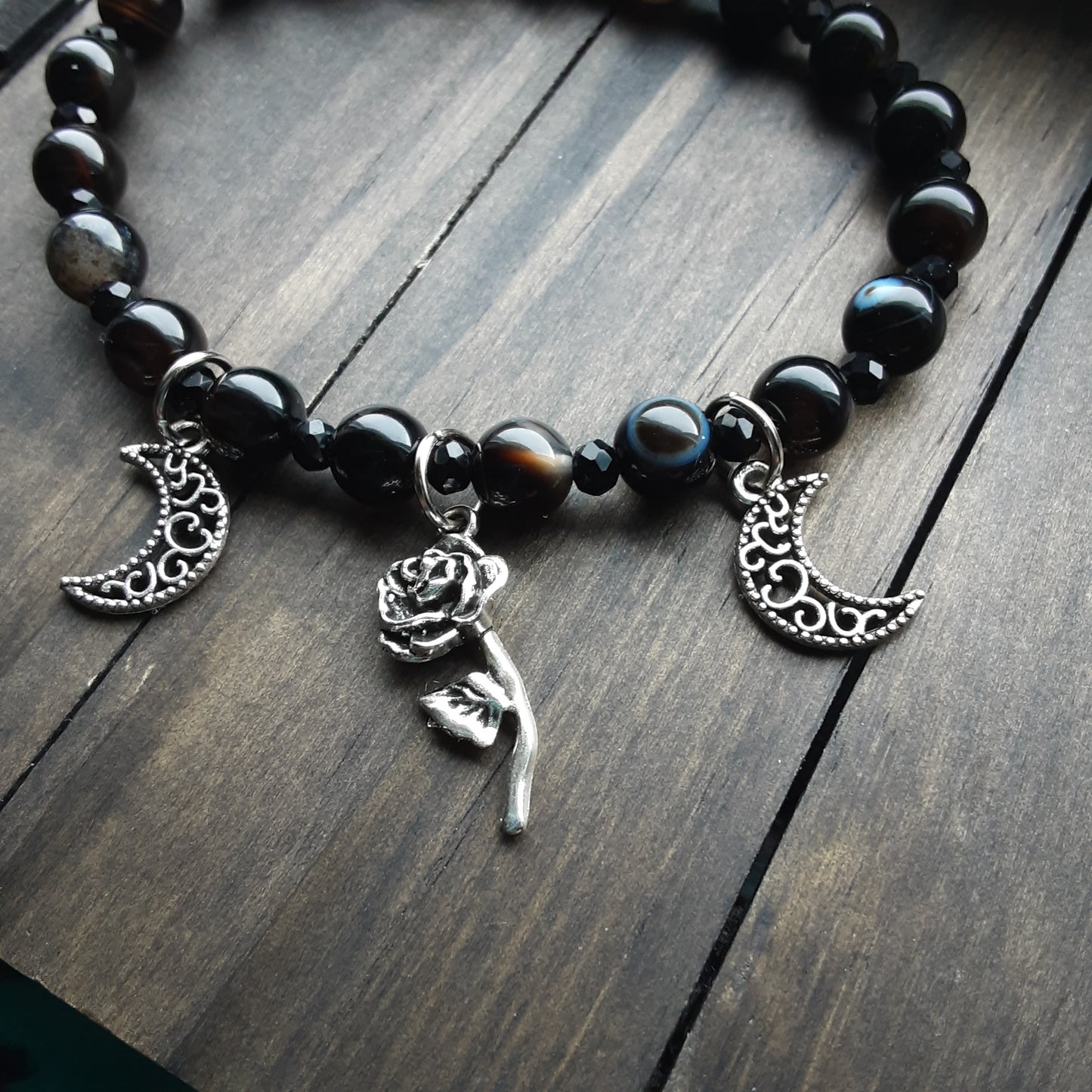 Rose and moon Agate bracelet