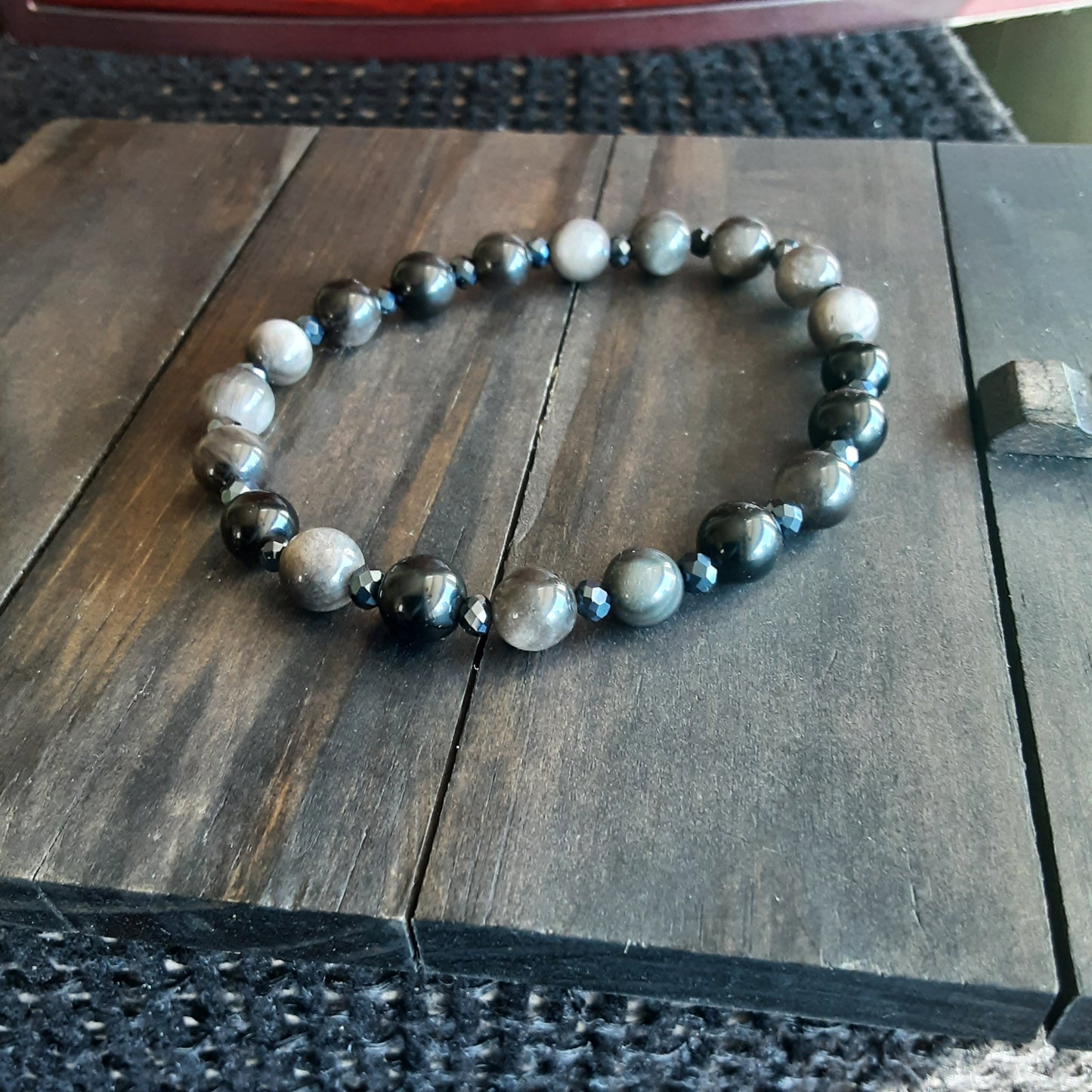 Silver sheen Obsidian bracelet