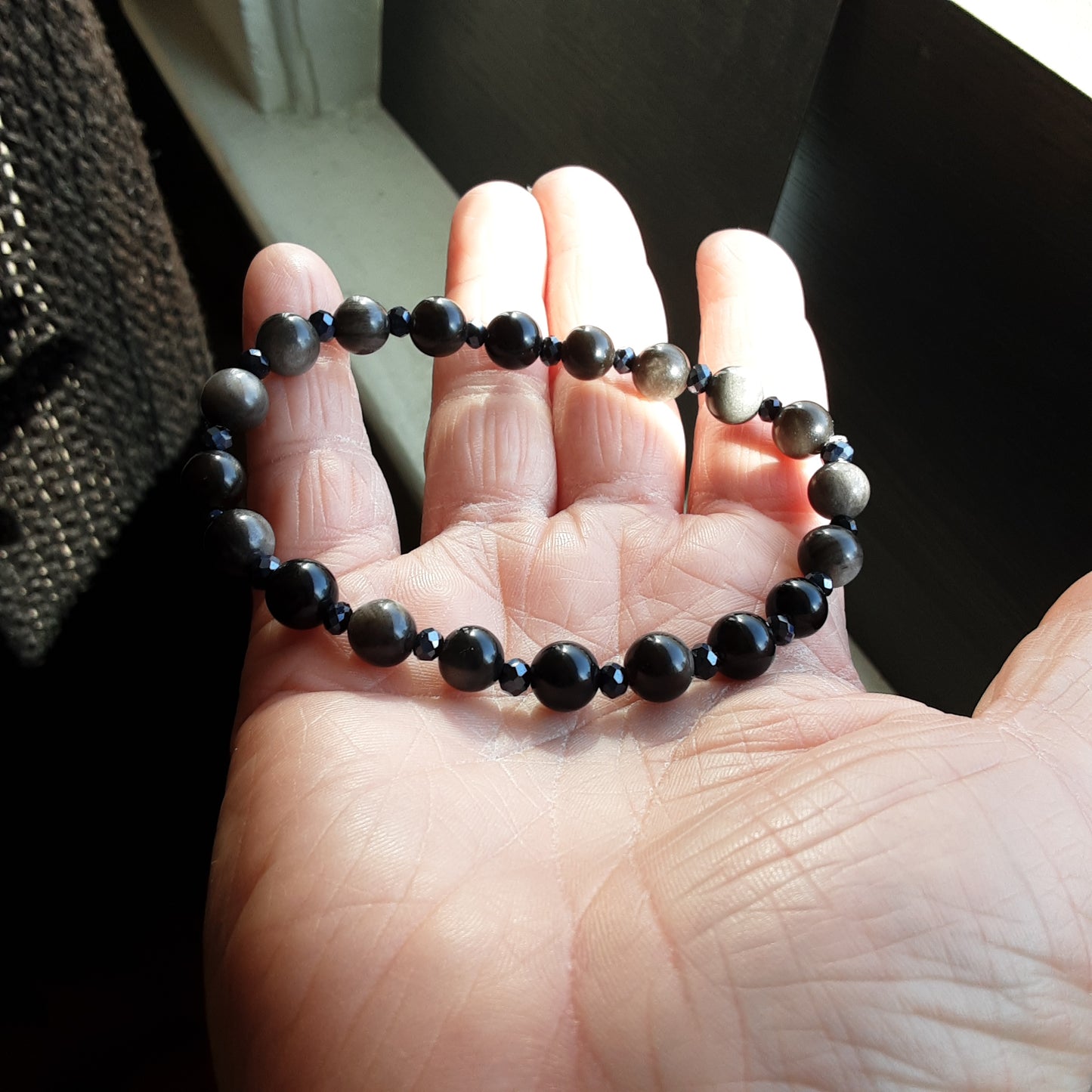 Silver sheen Obsidian bracelet