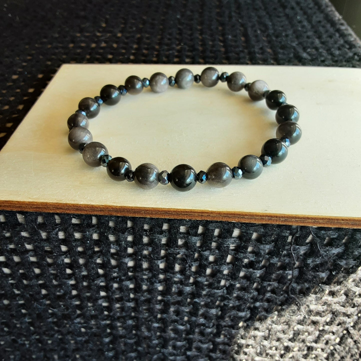 Silver sheen Obsidian bracelet