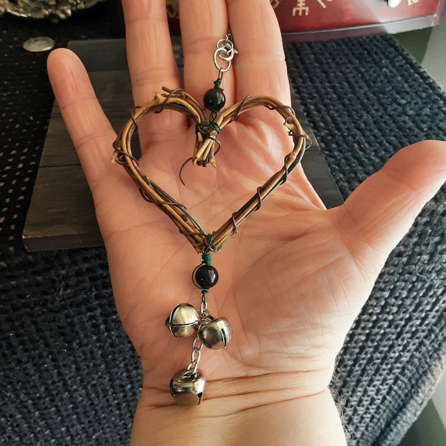 Obsidian heart witch bells