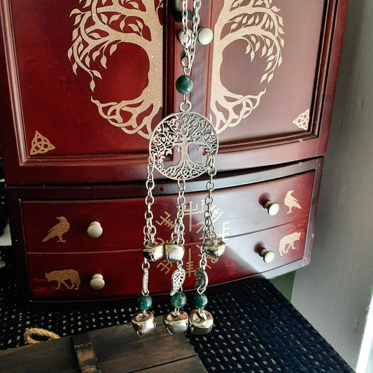 Tree witch bells with Moss Agate