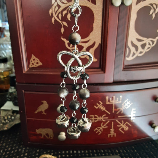 Snake witch bells with Obsidian