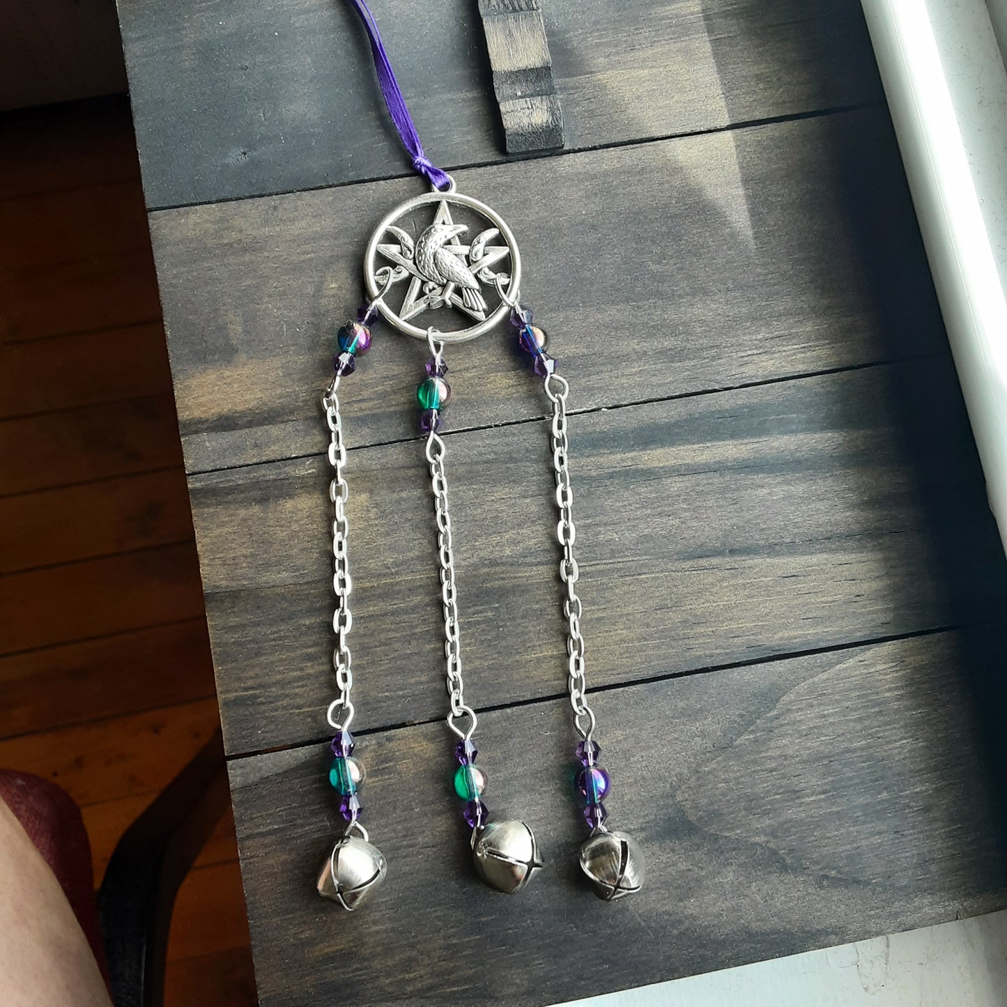 Raven and Triple Moon Goddess witch bells