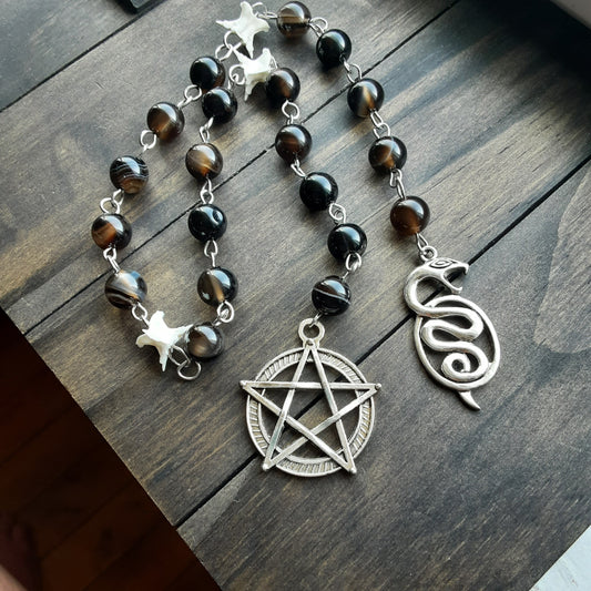 Prayer beads with snake vertebrae