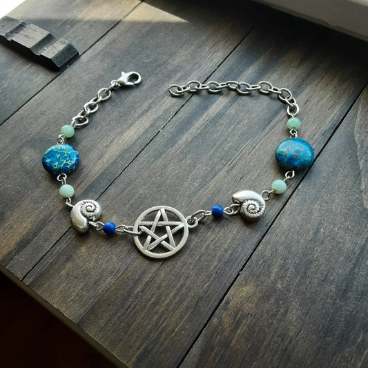 Sea shell bracelet with pentacle