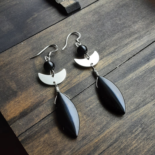 Black moon earrings