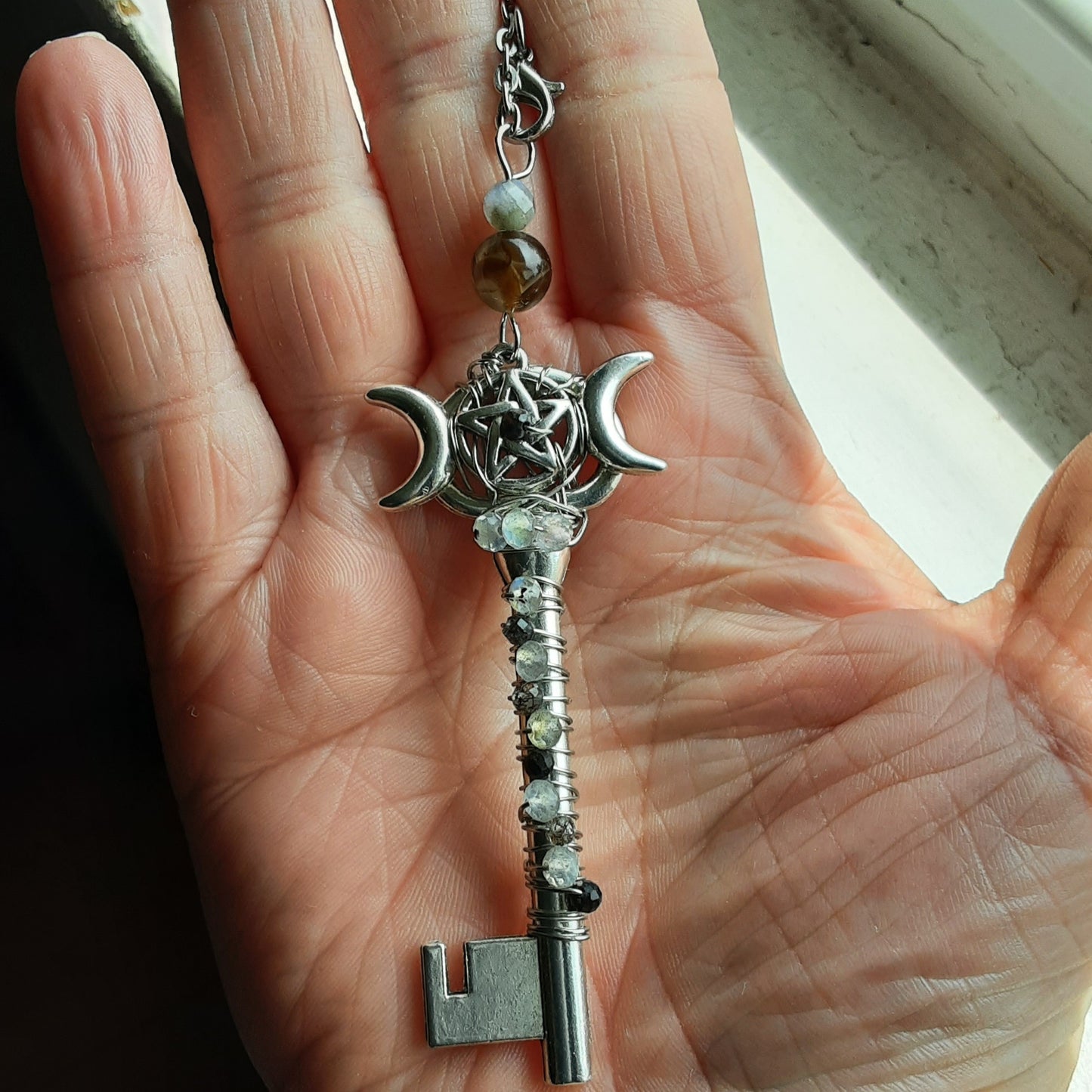 Triple Moon Goddess key -Altar decor