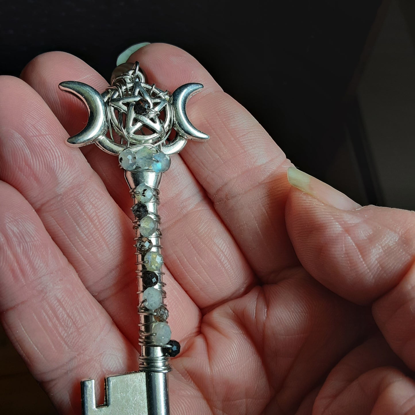 Triple Moon Goddess key -Altar decor