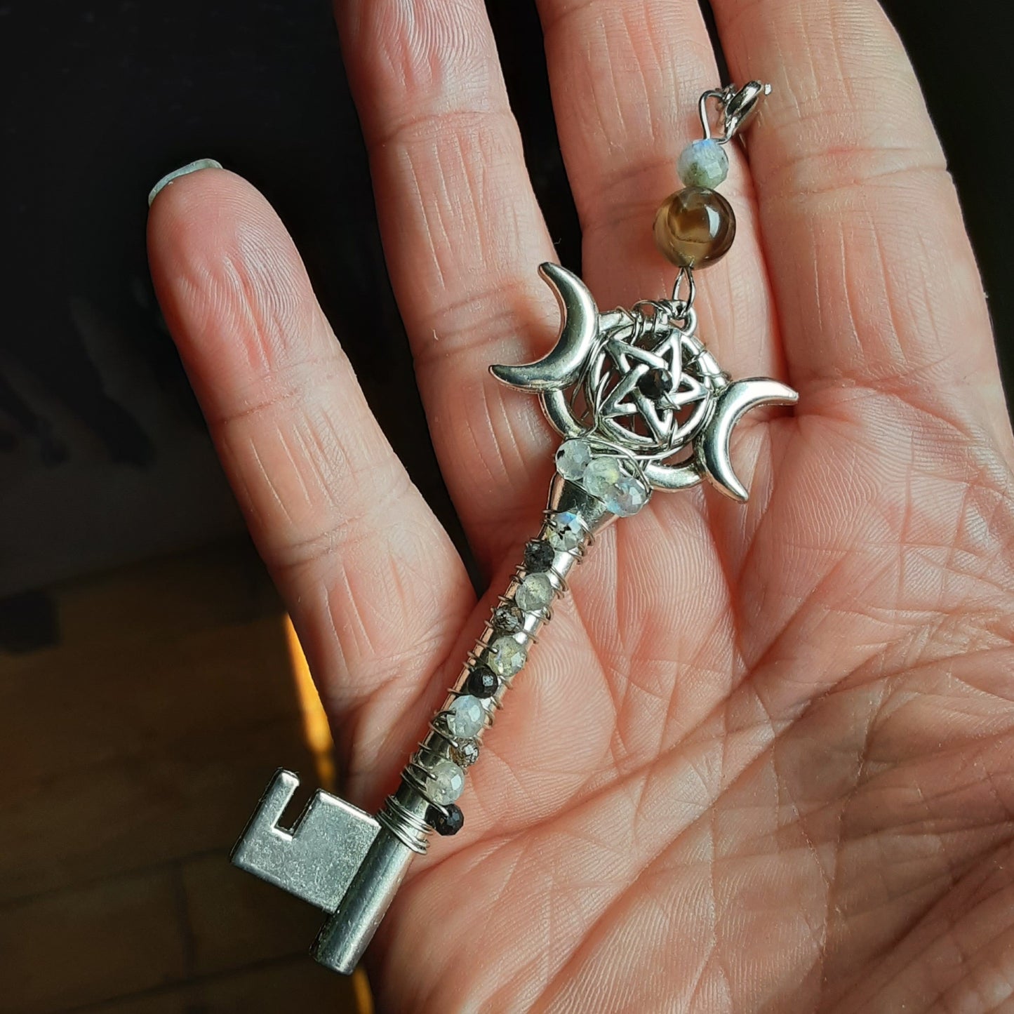 Triple Moon Goddess key -Altar decor