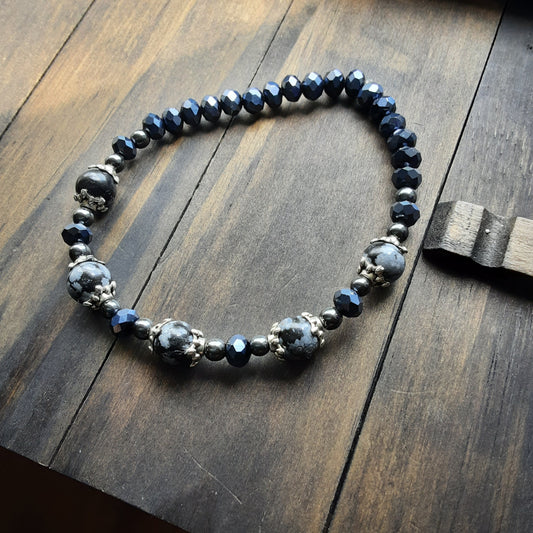 Snowflake Obsidian bracelet