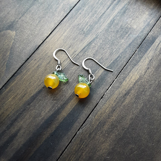 Golden apple earrings