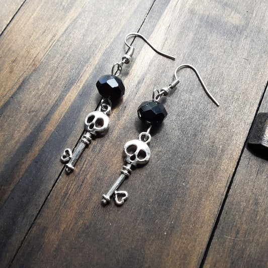 Skull key earrings