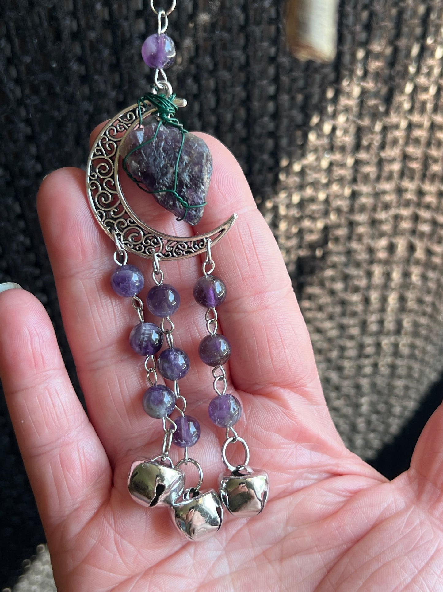 Raw Amethyst witch bells