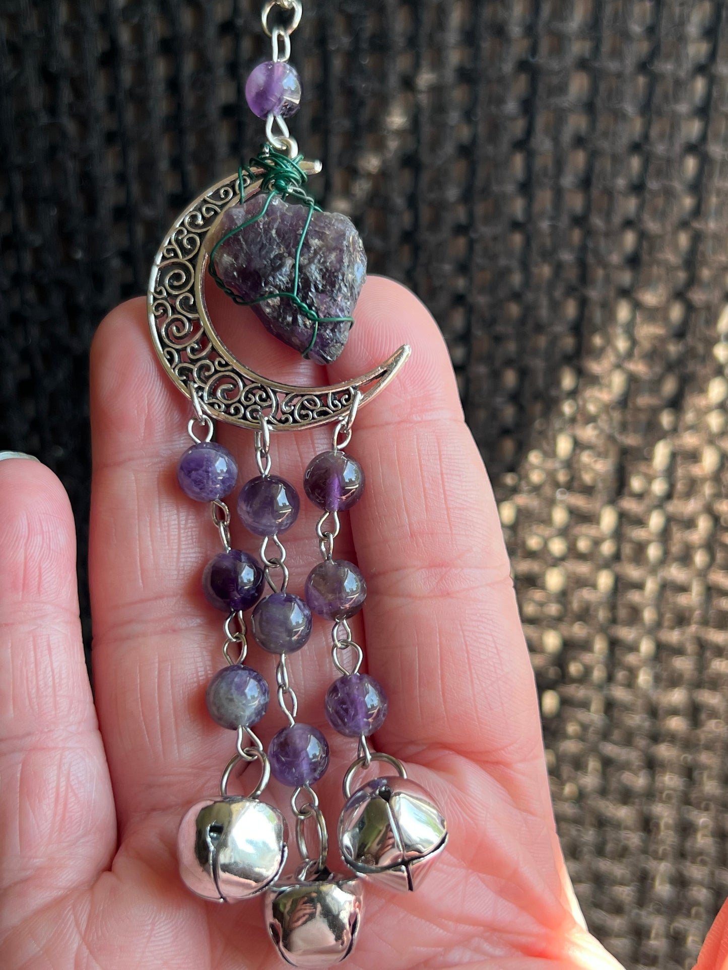 Raw Amethyst witch bells