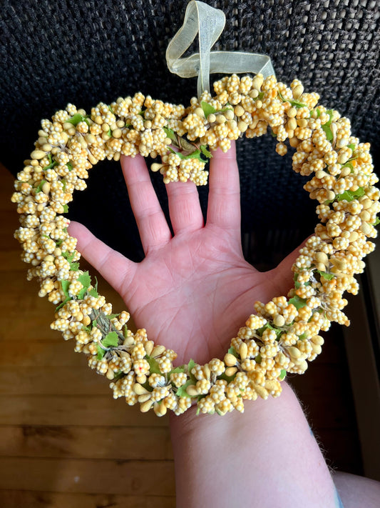 Vintage yellow heart wreath
