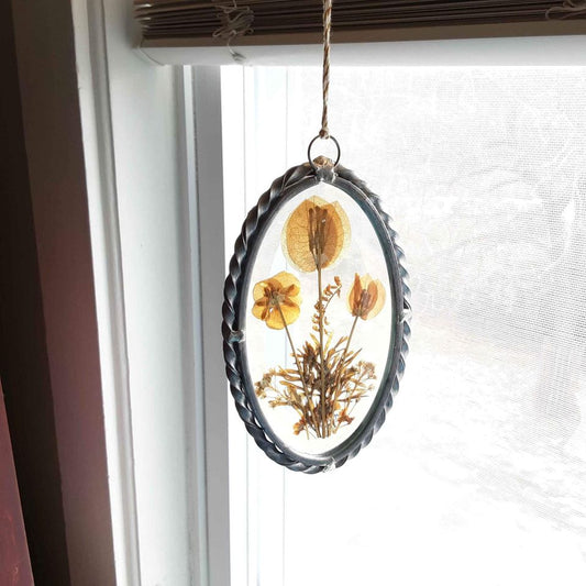 Real flowers suncatcher or wall hanging
