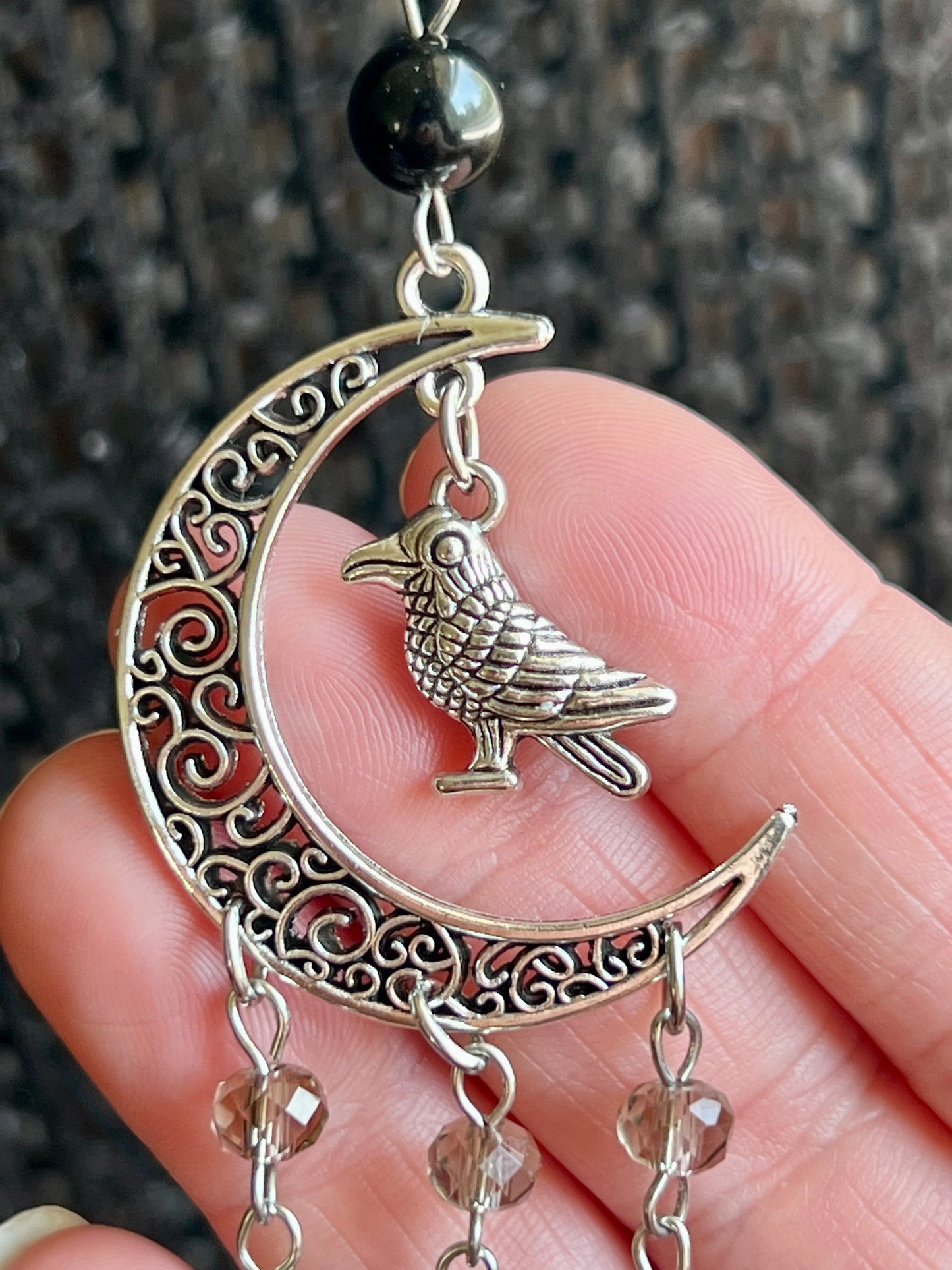 Raven and grey crystal witch bells