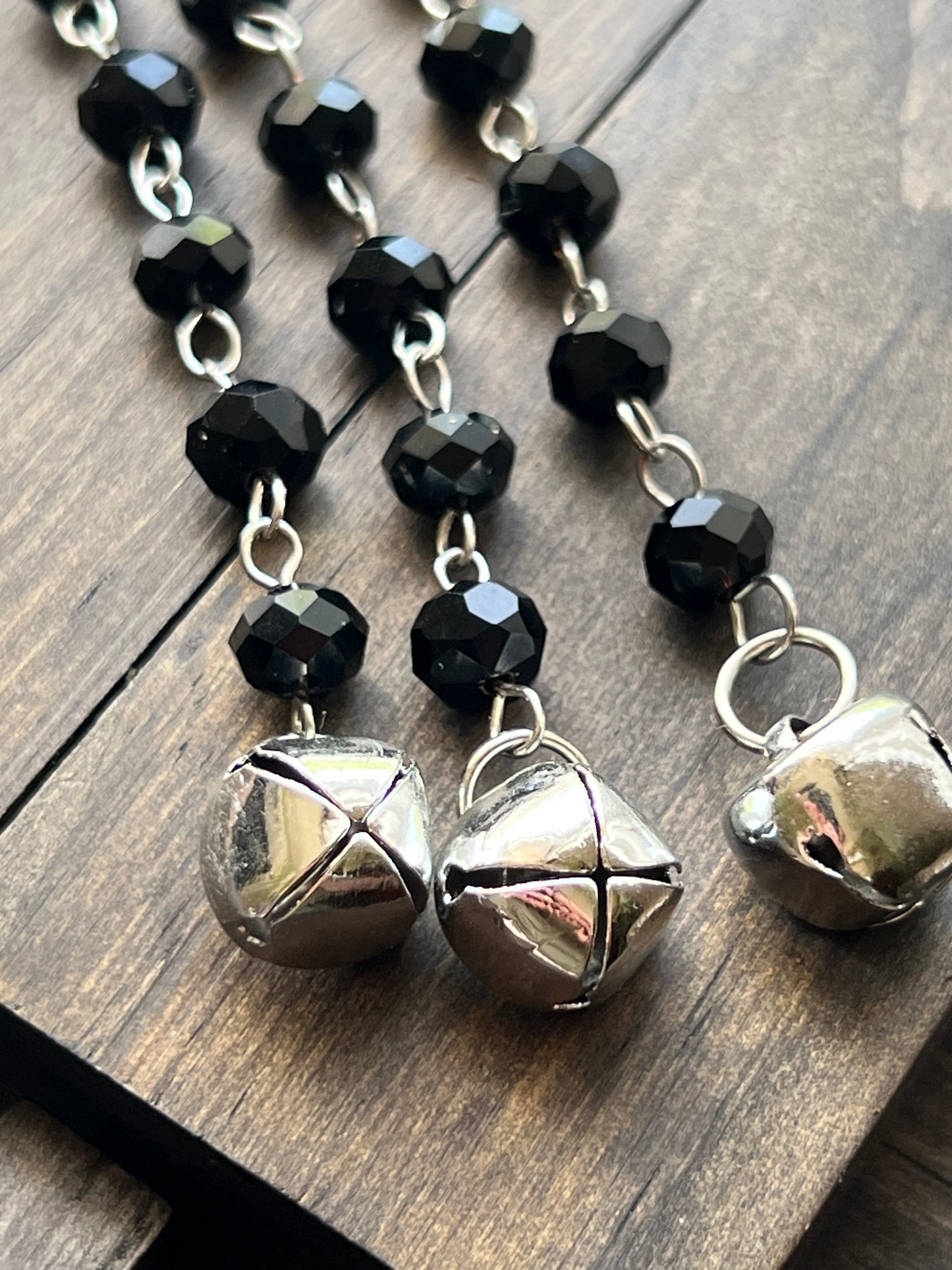 Obsidian and black crystal witch bells