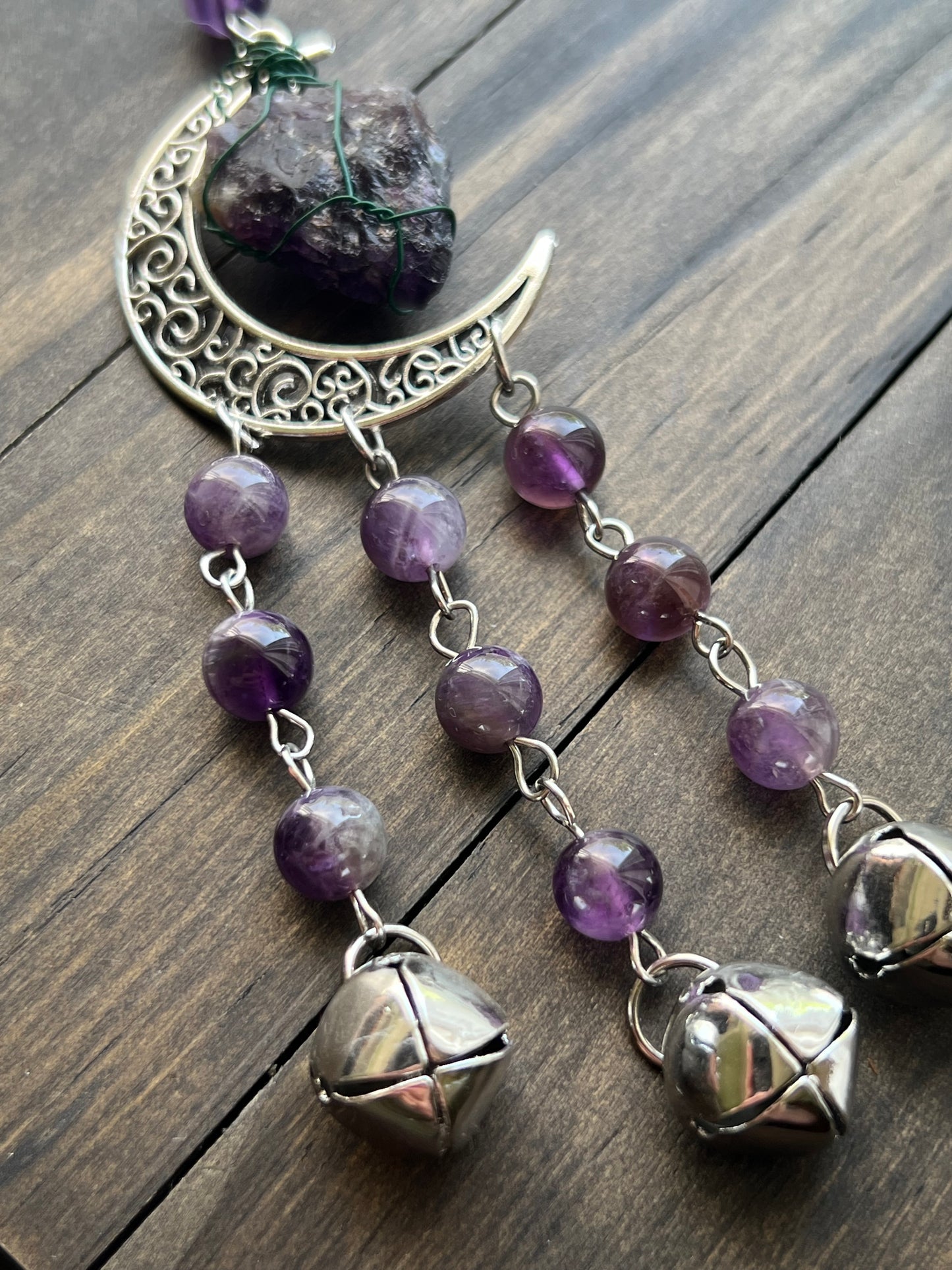 Raw Amethyst witch bells