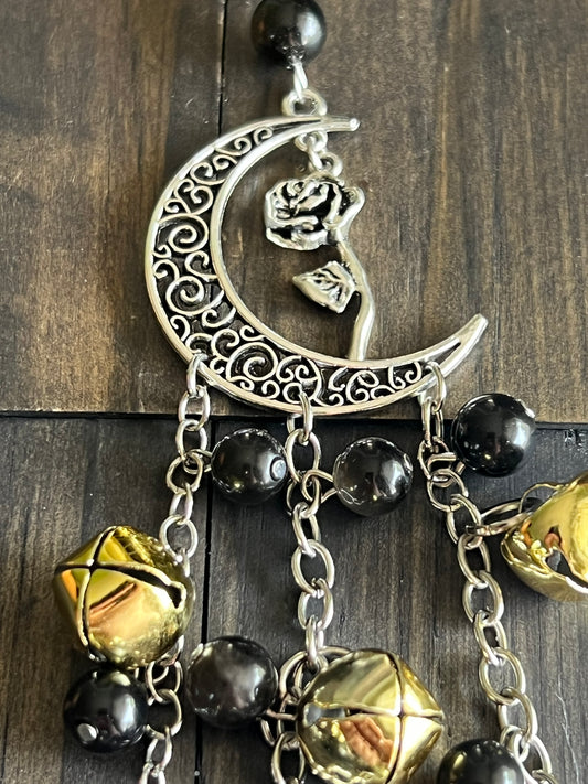 Rose and Obsidian witch bells