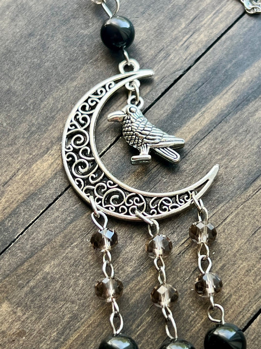 Raven and grey crystal witch bells
