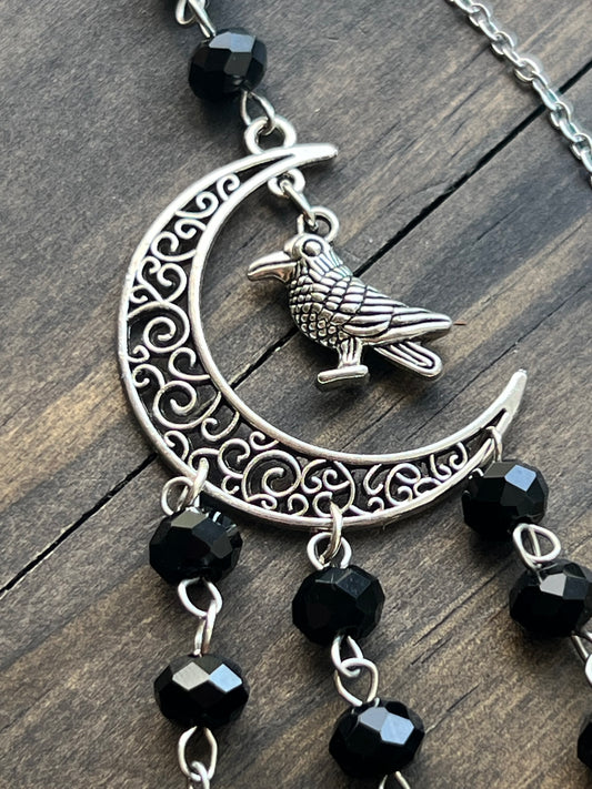 Raven and black crystal witch bells