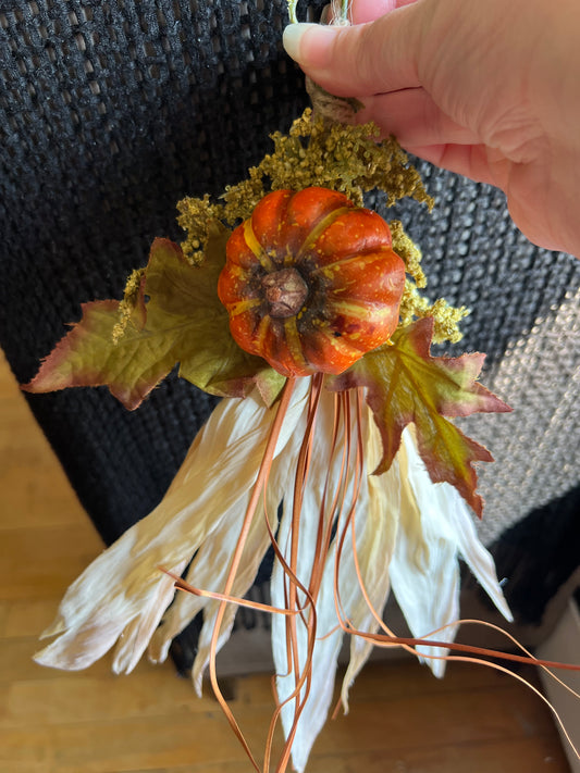 Harvest pumpkin broom