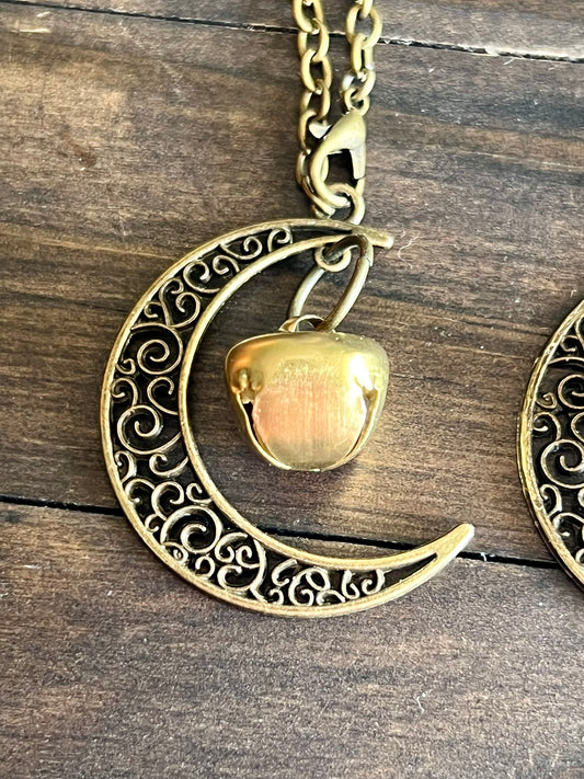 Bronze moon bell with chain