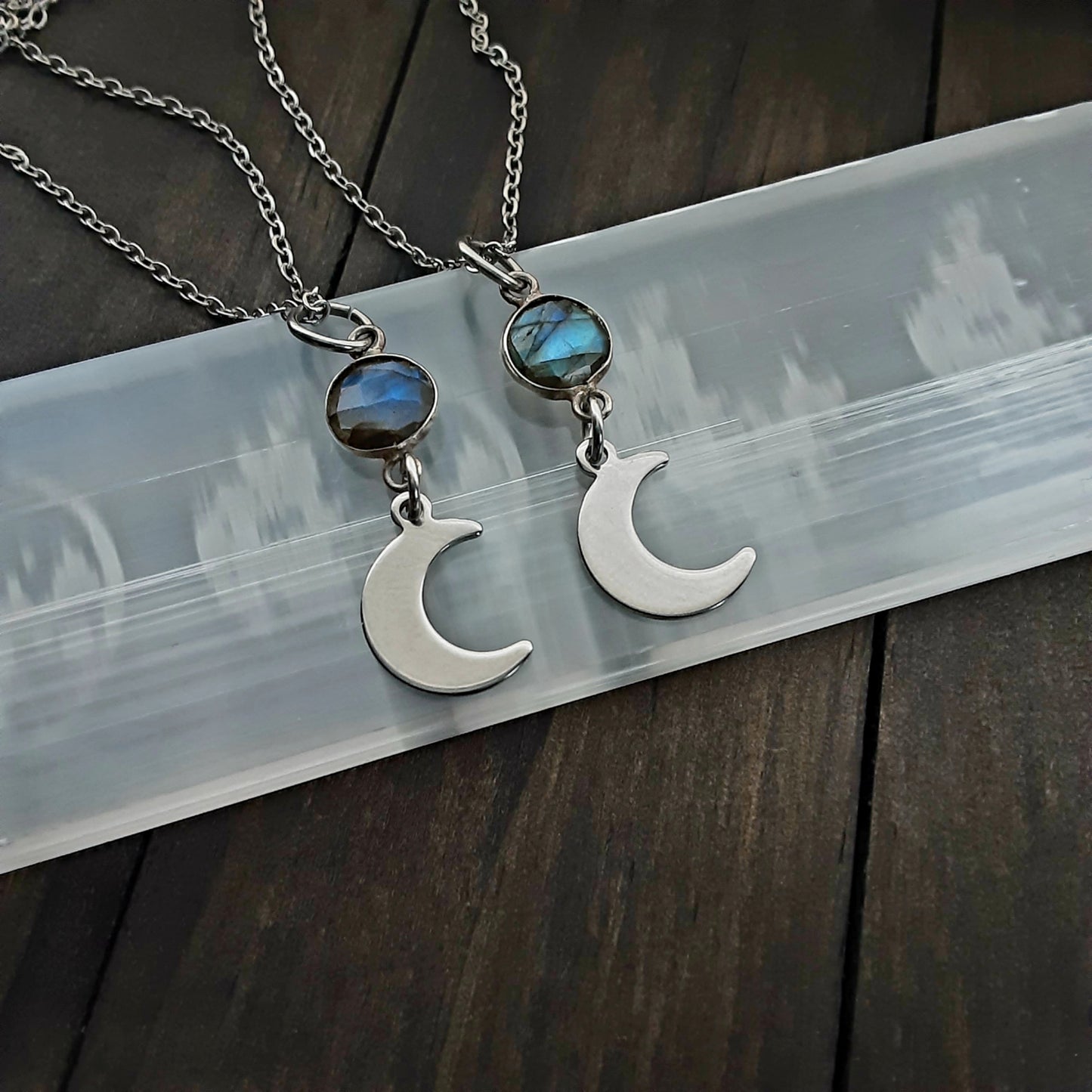 Labradorite moon necklace 