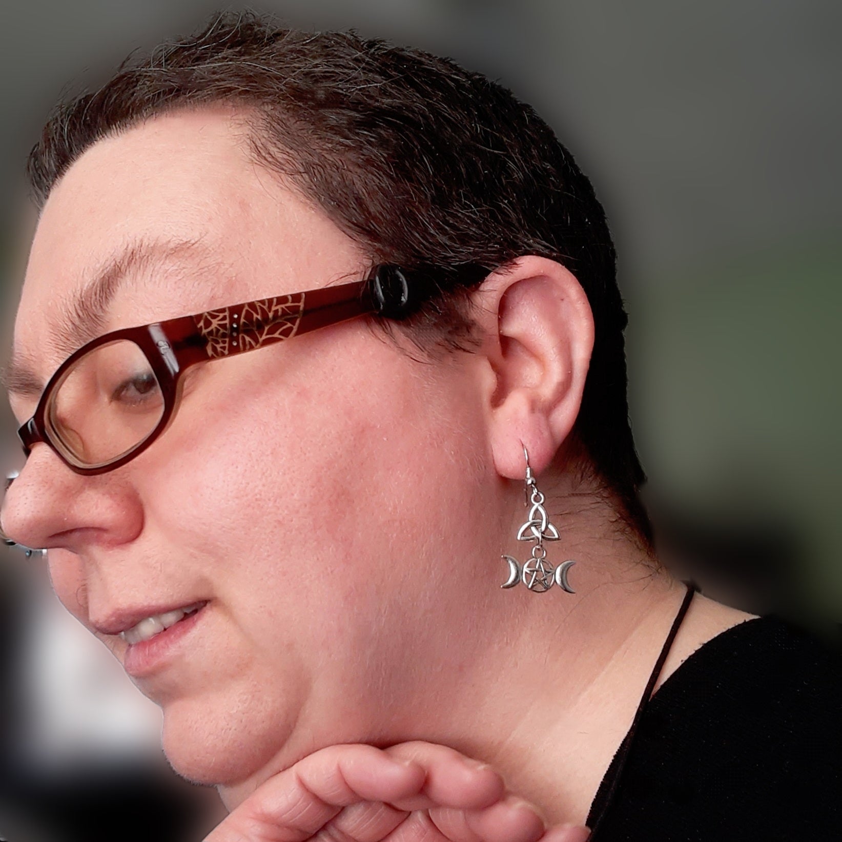 The Morrigan earrings Triquetra and Triple Moon Goddess