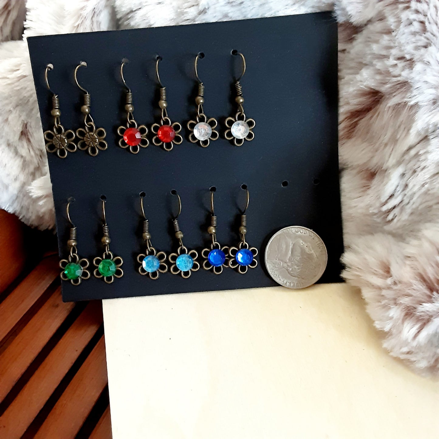 6 pair of flower earrings, set of earrings