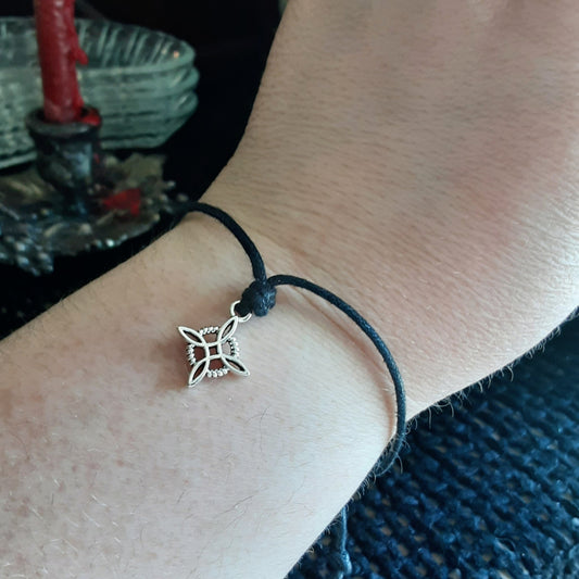 Witch knot anklet or bracelet for protection Pagan symbol for protection on 100% cotton cord