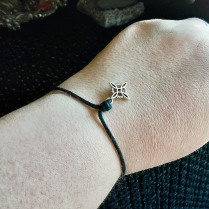 Witch knot anklet or bracelet for protection Pagan symbol for protection on 100% cotton cord