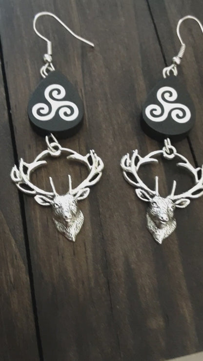 Cernunnos earrings Triskele Deer Stag God Pagan Jewelry Celtic God