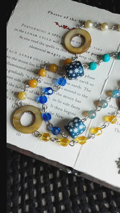 Sun and moon prayer beads necklace