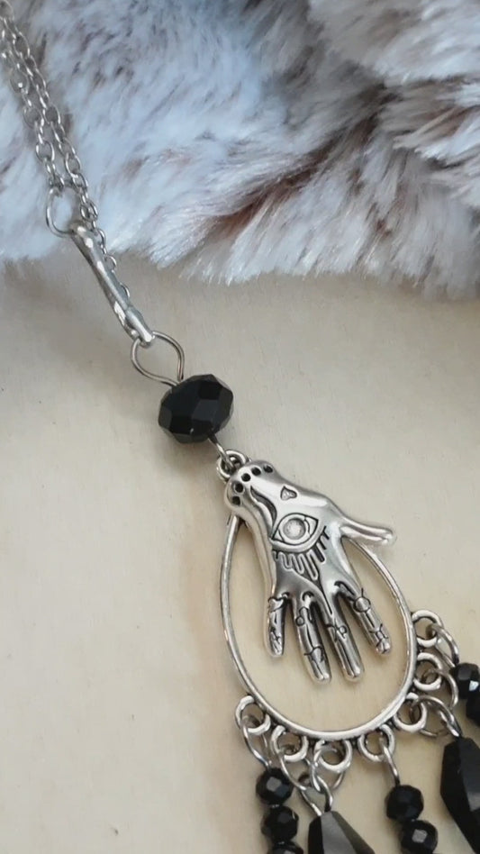 Witchy car mirror hanger with Palmistry hand, Fortune Teller Decor