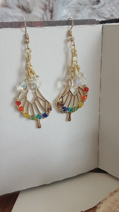 Rainbow butterfly wing earrings