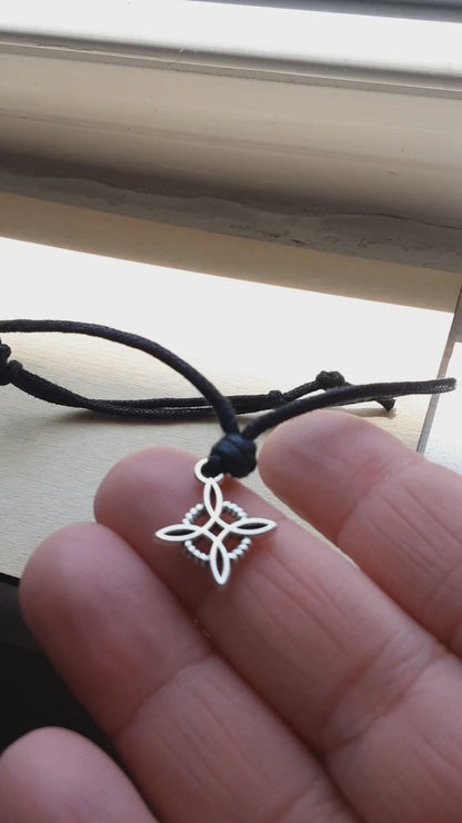 Witch knot anklet or bracelet for protection Pagan symbol for protection on 100% cotton cord