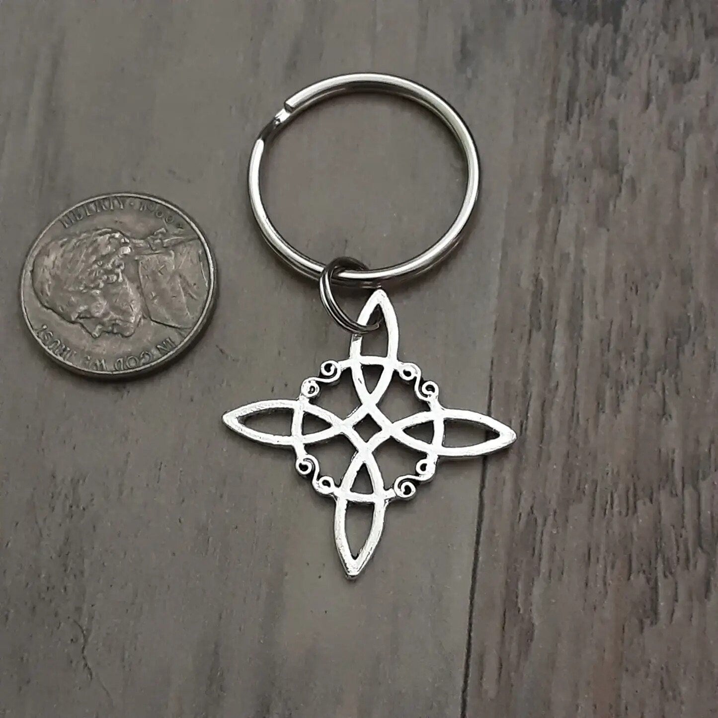 Witches Knot Protection Amulet Keychain Silver Pagan Witch Accessory Witchcraft Gift