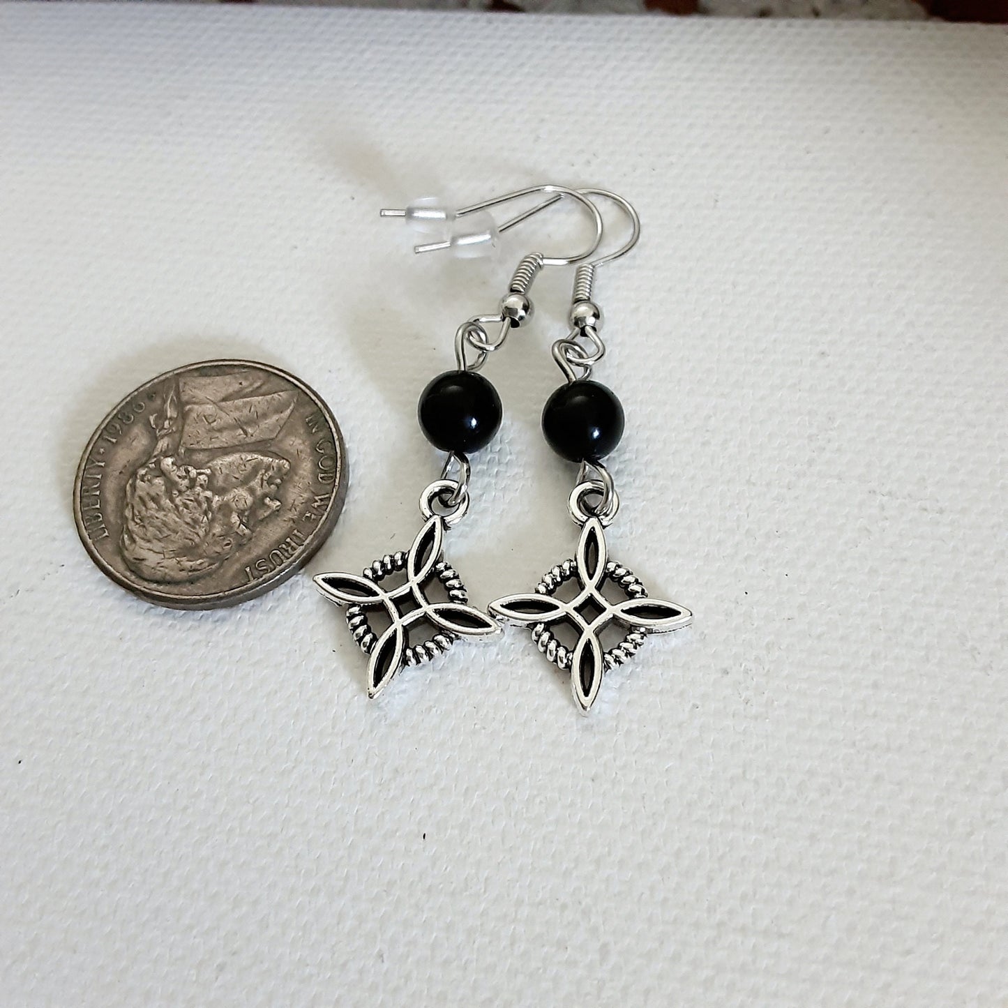 Witch Knot Obsidian Protection Magic Earrings for Warding Off Negative Energy